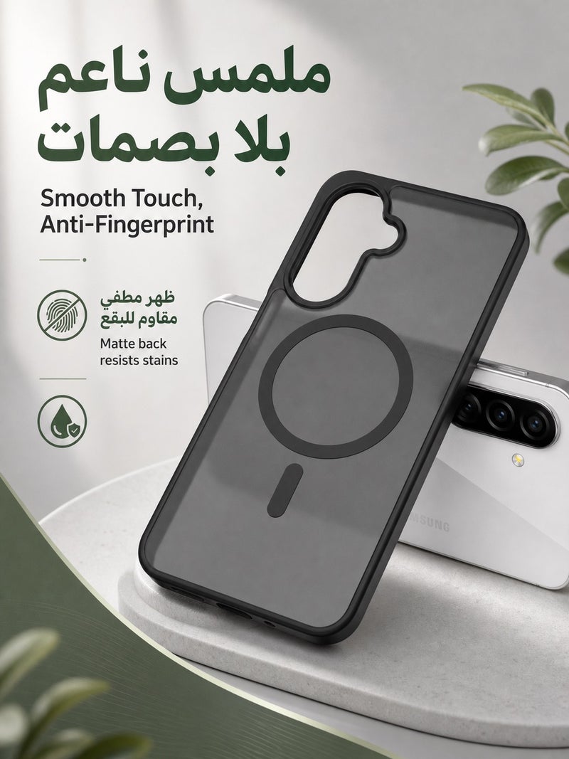 ORYXA Samsung Galaxy A17 Case, 2-in-1 Magnetic Cover with Screen Protector, Compatible with MagSafe, Shockproof Matte Slim Full-Protection Back Cover for Galaxy A17 5G/4G - Black - Image 2