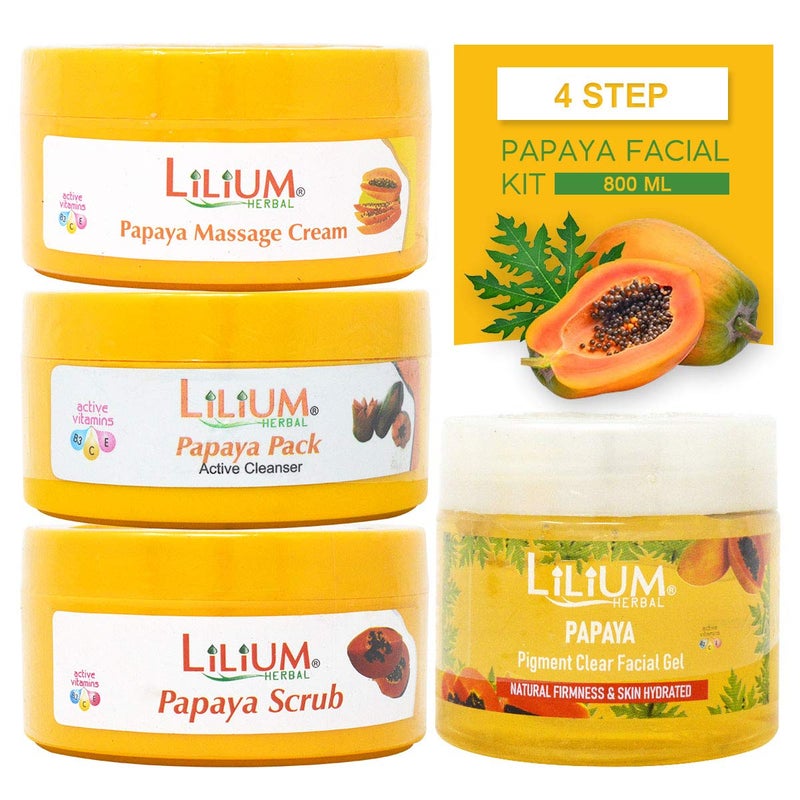 Lilium Herbal Papaya Facial Kit for Skin Brightening and Glow | 800g | Enriched with Natural Papaya Extracts - Image 5