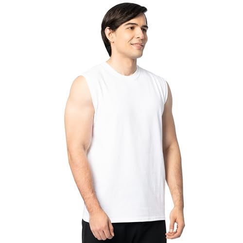 Fruit of the Loom Men's Eversoft Cotton Sleeveless T Shirts, Breathable & Moisture Wicking with Odor Control, Sizes S-4X, Muscle-2 Pack-White, X-Large - Image 4