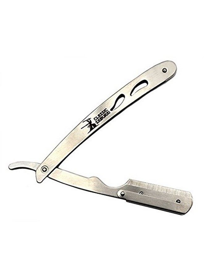 Classic Samurai CS102 Stainless Steel Professional Barber Straight Edge Razor with 100 Count Shark Single Edge Razor Blades - Image 4