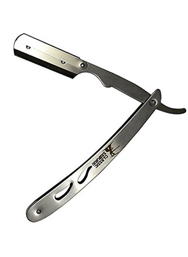Classic Samurai CS102 Stainless Steel Professional Barber Straight Edge Razor with 100 Count Shark Single Edge Razor Blades - Image 3