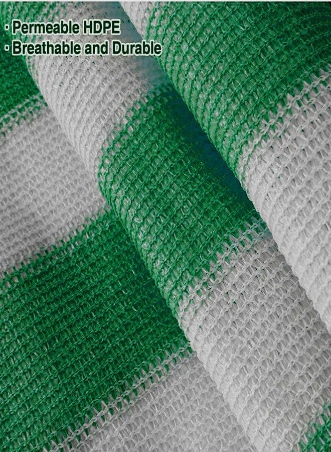 GREEN DECOR شبكة شرفة قابلة للطي ذاتيًا من البولي إيثيلين عالي الكثافة مخططة من جرين ديكور مع حلقات من الفولاذ المقاوم للصدأ وأربطة كابلات | شبكة أمان للأطفال الرضع مقاومة للأشعة فوق البنفسجية وجيدة التهوية للشرفة، وحاجز درابزين الدرج (لون أخضر وأبيض، 2.50 × 1 متر) - Image 3