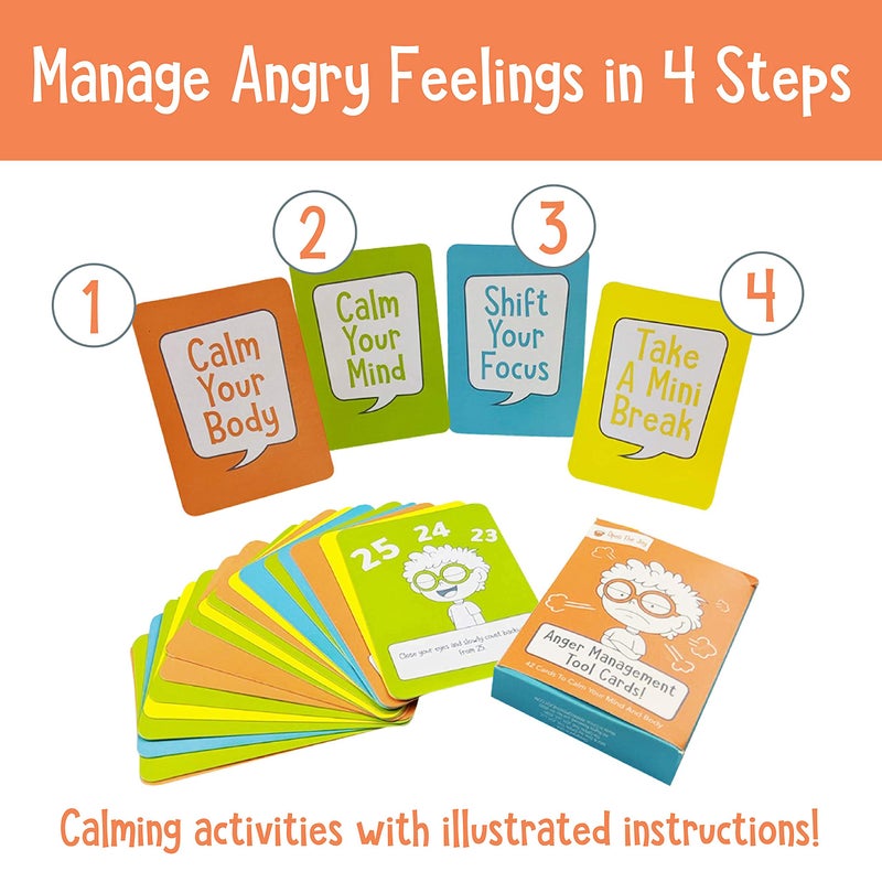 Open The Joy Anger Management Card Game, 50 Prompt Cards, Control Feelings and Increase Emotional Intelligence, Anger Management for Kids Ages 4+ - Image 2