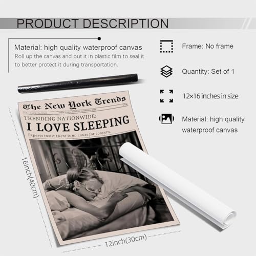VERENIX Retro Black and White Feminist Wall Art Newspaper Aesthetic Canvas Posters Vintage Funky Girl Sleeping Prints for Girly Dorm Bedroom Wall Decor 12x16 inch Unframed - Image 2