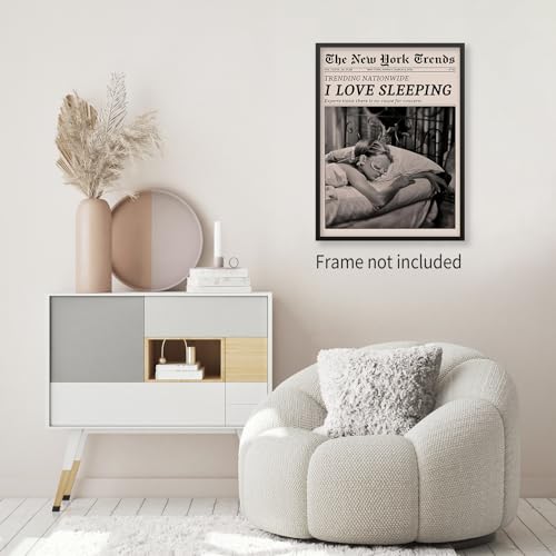 VERENIX Retro Black and White Feminist Wall Art Newspaper Aesthetic Canvas Posters Vintage Funky Girl Sleeping Prints for Girly Dorm Bedroom Wall Decor 12x16 inch Unframed - Image 3