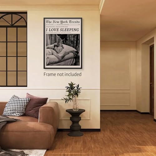 VERENIX Retro Black and White Feminist Wall Art Newspaper Aesthetic Canvas Posters Vintage Funky Girl Sleeping Prints for Girly Dorm Bedroom Wall Decor 12x16 inch Unframed - Image 5