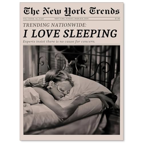 VERENIX Retro Black and White Feminist Wall Art Newspaper Aesthetic Canvas Posters Vintage Funky Girl Sleeping Prints for Girly Dorm Bedroom Wall Decor 12x16 inch Unframed - Image 1