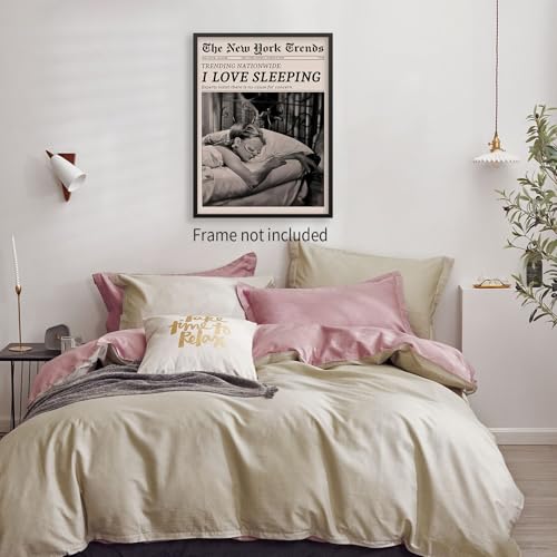 VERENIX Retro Black and White Feminist Wall Art Newspaper Aesthetic Canvas Posters Vintage Funky Girl Sleeping Prints for Girly Dorm Bedroom Wall Decor 12x16 inch Unframed - Image 4