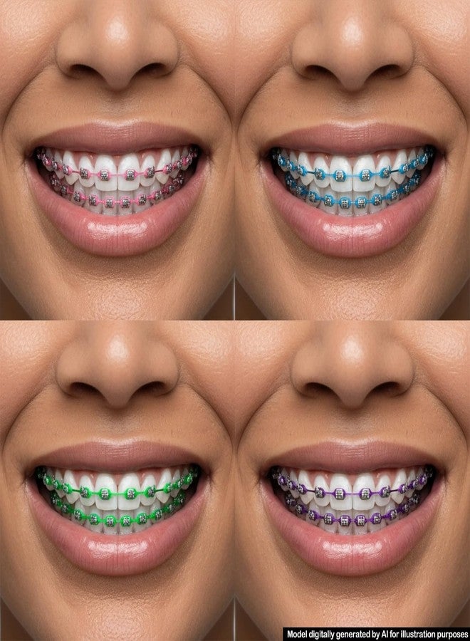 WTYPOPK 4 Rolls Power Chain for Braces with Changing Kit (Orthodontic Pliers and Probe), Continuous Rubber Braces Power chains, DIY Dental Braces Color Change at Home (Blue, Green, Pink, Purple) - Image 4