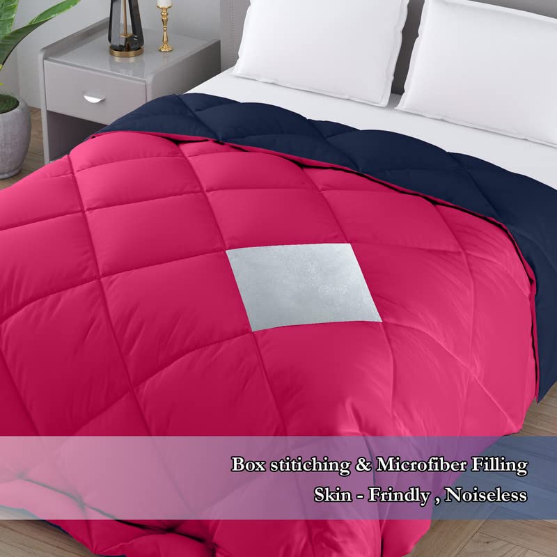 CHICERY Microfiber Reversible Solid Extra Comfort & Soft Comforter||Blanket Single Bed 250 GSM Ultra Soft Comforter for Winter-Pink Blue-Pack of 1 - Image 3