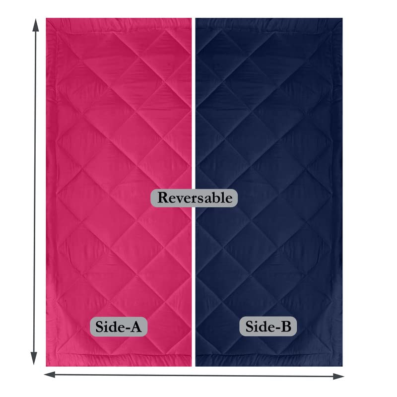 CHICERY Microfiber Reversible Solid Extra Comfort & Soft Comforter||Blanket Single Bed 250 GSM Ultra Soft Comforter for Winter-Pink Blue-Pack of 1 - Image 5