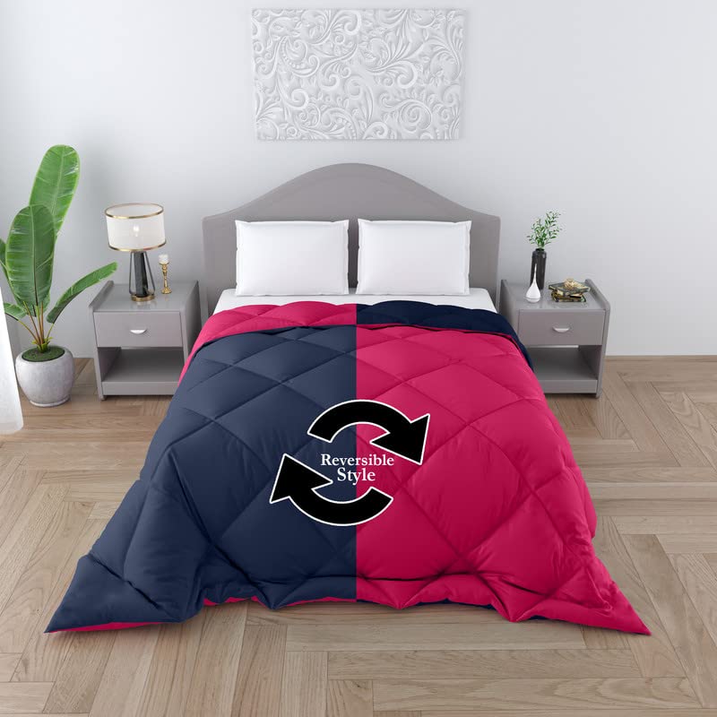 CHICERY Microfiber Reversible Solid Extra Comfort & Soft Comforter||Blanket Single Bed 250 GSM Ultra Soft Comforter for Winter-Pink Blue-Pack of 1 - Image 1