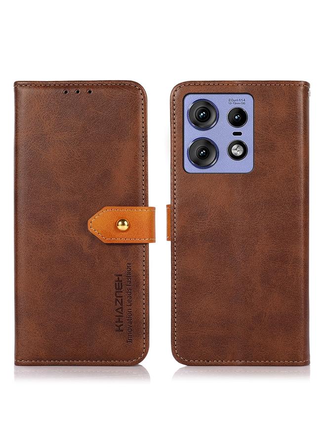 S-TOP Case For Motorola Edge 50 Pro KHAZNEH Dual-color Cowhide Texture Flip Leather Phone Case - Image 1