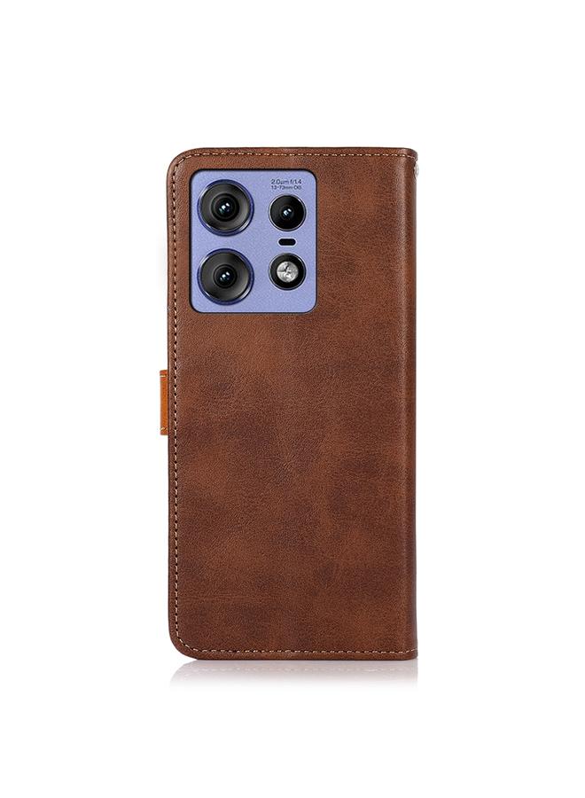 S-TOP Case For Motorola Edge 50 Pro KHAZNEH Dual-color Cowhide Texture Flip Leather Phone Case - Image 4