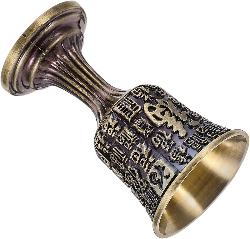 Vintage Copper Shooter Cup with Fu Character Embossed, Small Brass Chalice Goblet for Home Bar and Wedding Decor, Single Retro Wine Glassware - Image 1