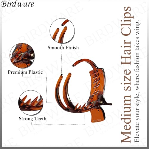 BIRDWARE Medium-Size Multi Color Imported Acrylic Material Butterfly Hair Clips For Women (6 Pc, Multi Colour) | Hair Clutchers (Multi Colour - 2) - Image 3