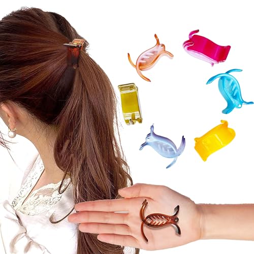 BIRDWARE Medium-Size Multi Color Imported Acrylic Material Butterfly Hair Clips For Women (6 Pc, Multi Colour) | Hair Clutchers (Multi Colour - 2) - Image 1