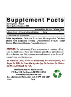 Lithium Orotate 5 mg 180 Tablets
