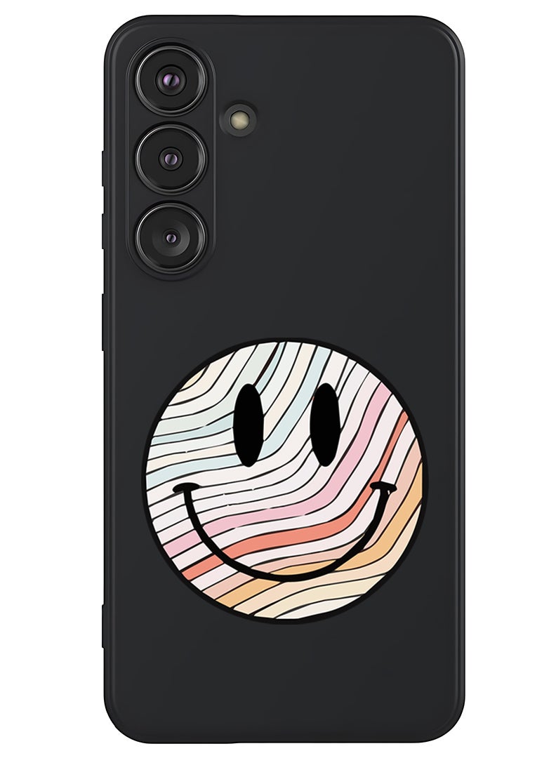 Theodor Protective Slim Fit Case Liquid Silicone Cover with Full Body Protection Anti-Scratch Shockproof Case For Samsung Galaxy S25 Plus (Black) - Smiley - Image 1