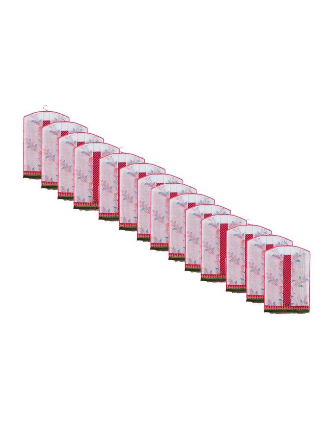Kuber Industries Kuber Industries Printed 12 Piece Non Woven Hanging Embroidered Saree Cover Wardrobe Organiser (Pink)  - Image 5