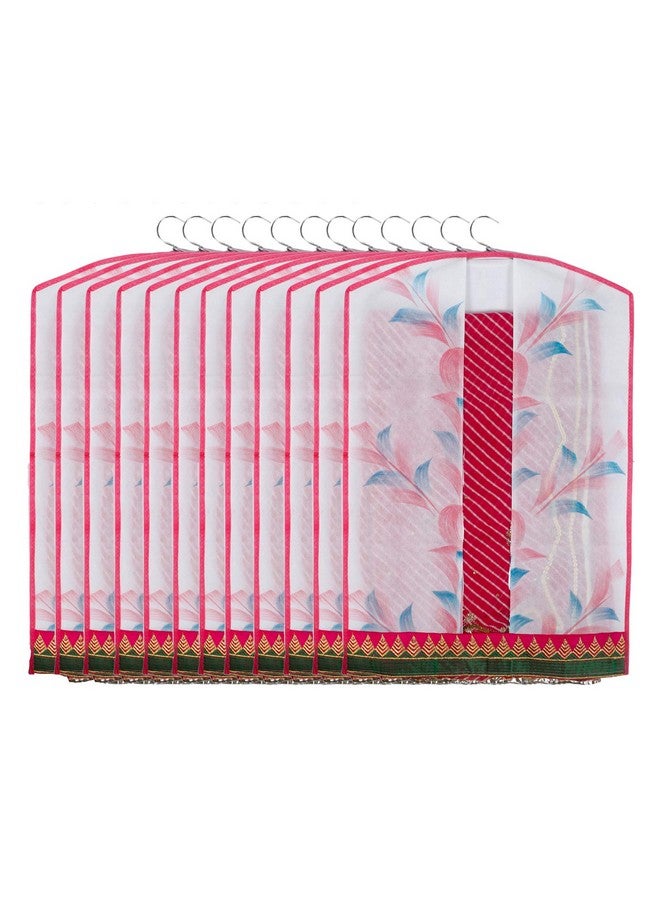 Kuber Industries Kuber Industries Printed 12 Piece Non Woven Hanging Embroidered Saree Cover Wardrobe Organiser (Pink)  - Image 1