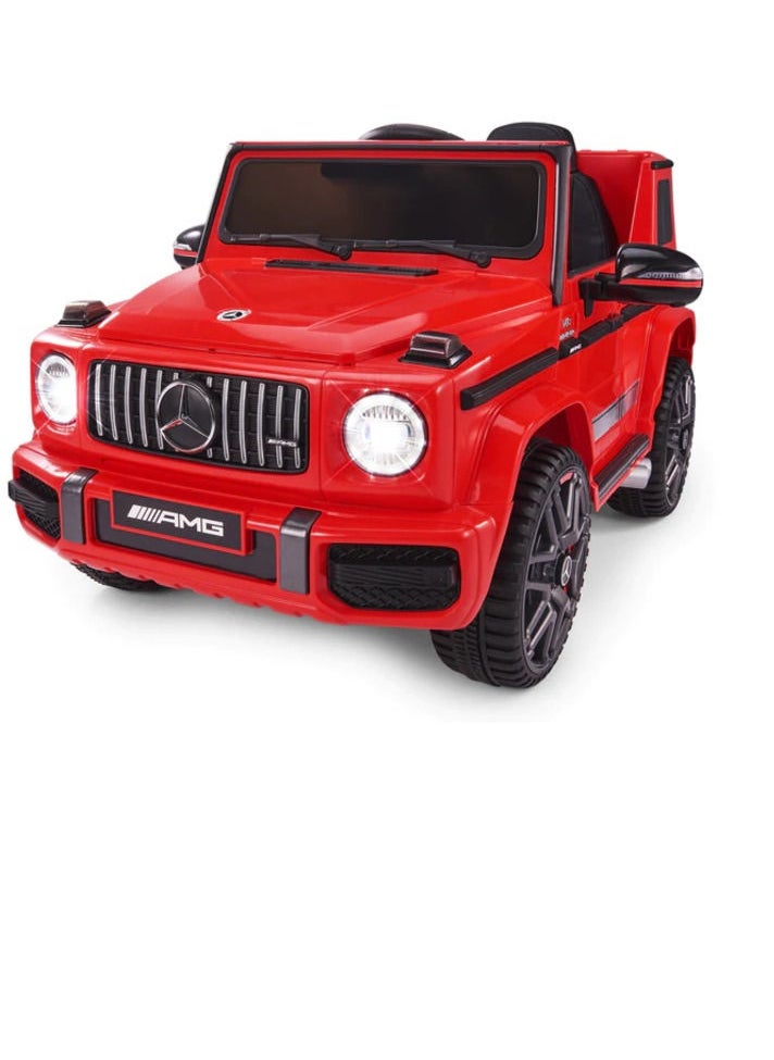 FACTUAL TOYS سيارة مرسيدس بنز G63 الكهربائية بإطارات إيفا ومقعد جلدي - أحمر (12 فولت)  - Image 1