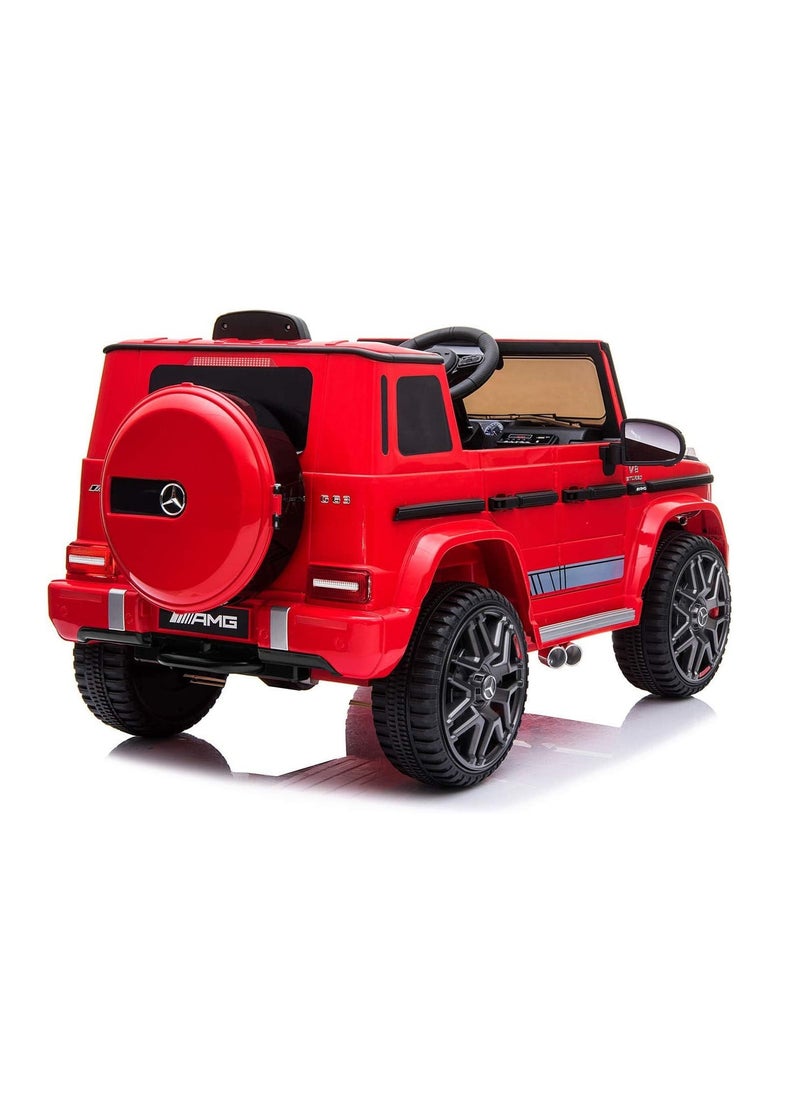 FACTUAL TOYS سيارة مرسيدس بنز G63 الكهربائية بإطارات إيفا ومقعد جلدي - أحمر (12 فولت)  - Image 4
