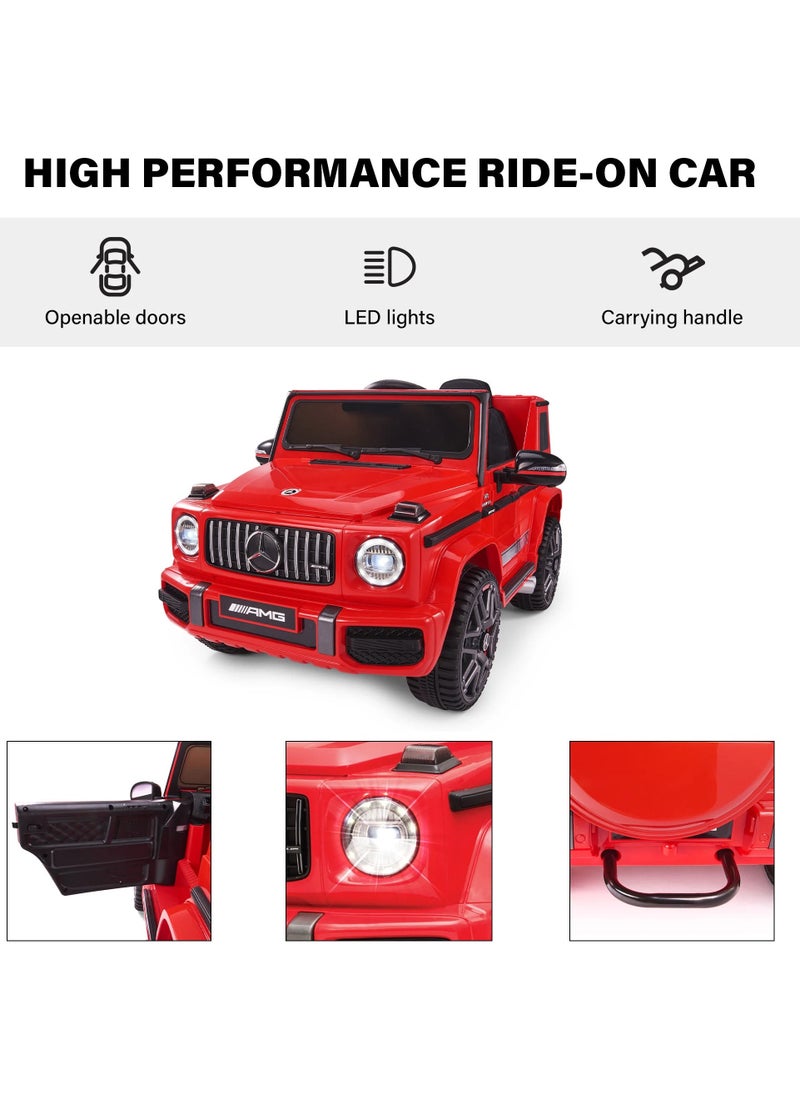 FACTUAL TOYS سيارة مرسيدس بنز G63 الكهربائية بإطارات إيفا ومقعد جلدي - أحمر (12 فولت)  - Image 2