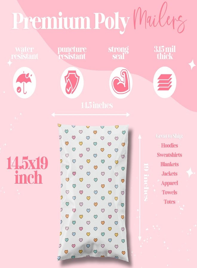 Pretty Package Store 14.5x19 Designer Poly Mailer 100 Pack Heavy Duty Waterproof Self Seal Shipping Bags for Small Business Large Mailing Envelopes Bulk Tear Resistant Packaging Preppy Hearts - Image 3