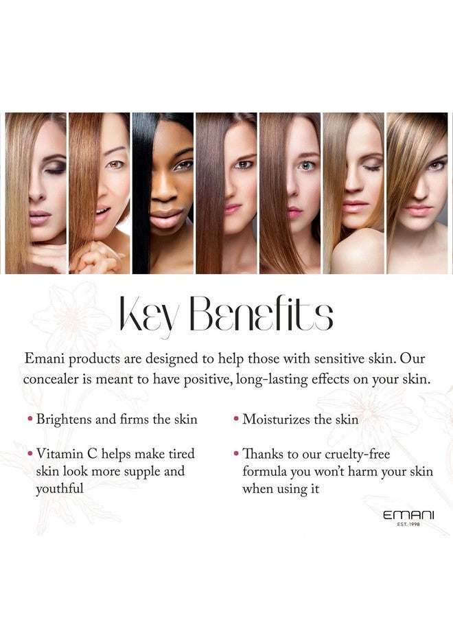 Emani Organic HD Corrective Liquid Concealer Full Coverage Makeup, Best Color Correcting Face Makeup, 623 Fair, 0.3 fl oz - Image 3