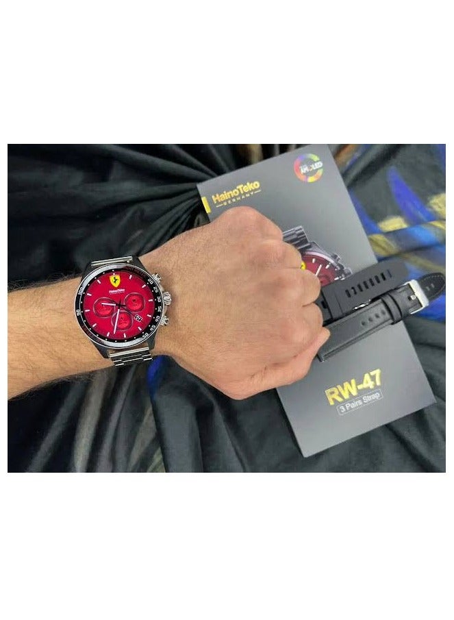 Haino Teko Smart watch from Haino Teko Haino Teko RW47 High resolution AMOLED screen The watch case is made of rust-resistant zinc IP68 water resistant It comes with 3 metal, silicone, and leather bands - Image 3