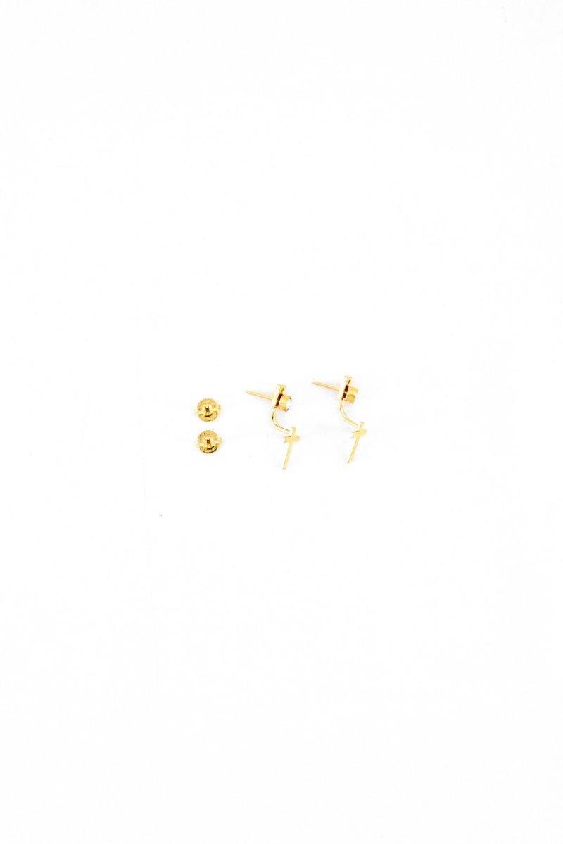 ALEX AND ANI Women Stainless Steel Cross 2 in 1 Earring, Gold  - Image 2