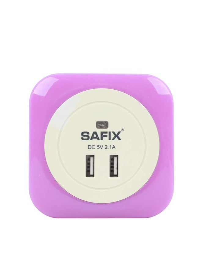 Safix - Smart LED night light with USB, LED light color warm white, 2pcs USB, 2W fast charging - Image 1