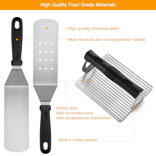 POLIGO 28PCS Griddle Accessories Kit, Flat Top Grill Accessories Set for Camp Chef, Grill Spatula Set with Enlarged Spatulas, Basting Cover, Scraper for Cooking Indoor or Outdoor Barbecue - Image 2