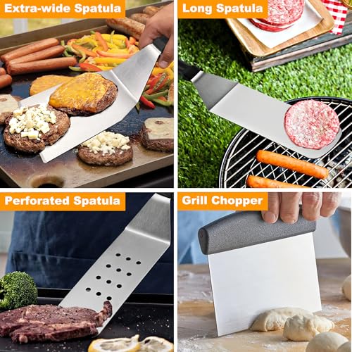 POLIGO 28PCS Griddle Accessories Kit, Flat Top Grill Accessories Set for Camp Chef, Grill Spatula Set with Enlarged Spatulas, Basting Cover, Scraper for Cooking Indoor or Outdoor Barbecue - Image 4