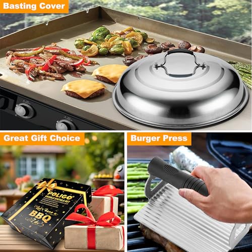 POLIGO 28PCS Griddle Accessories Kit, Flat Top Grill Accessories Set for Camp Chef, Grill Spatula Set with Enlarged Spatulas, Basting Cover, Scraper for Cooking Indoor or Outdoor Barbecue - Image 3