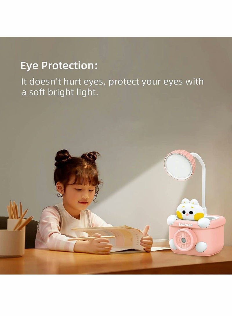 Captaintech Desk Lamp, Small Cute Desk Lamp for Kids, with Pencil Cutting and Pen Holder, 360° Flexible Gooseneck Eye Care Desk Lamp, USB Powered Bedside Table Lamp for Reading, Study Lamp for Kids, Home,Office - Image 3