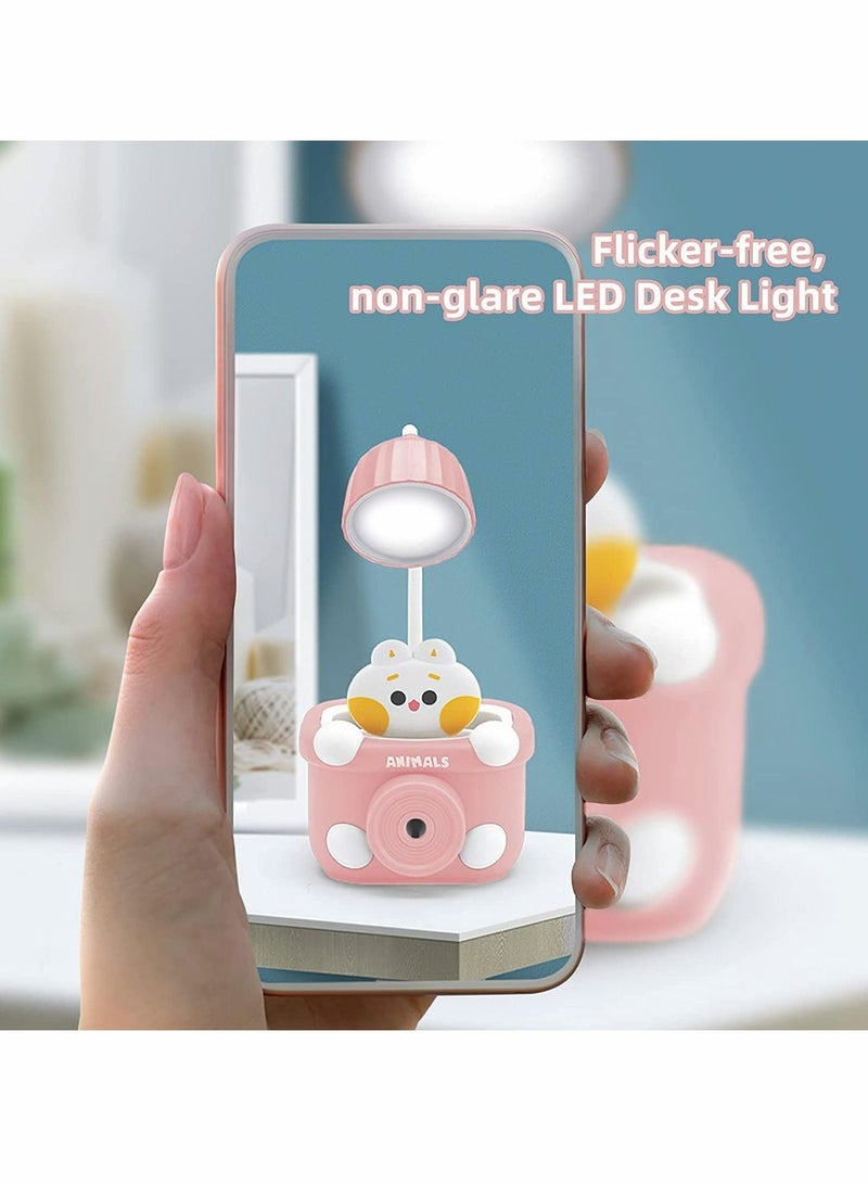 Captaintech Desk Lamp, Small Cute Desk Lamp for Kids, with Pencil Cutting and Pen Holder, 360° Flexible Gooseneck Eye Care Desk Lamp, USB Powered Bedside Table Lamp for Reading, Study Lamp for Kids, Home,Office - Image 4
