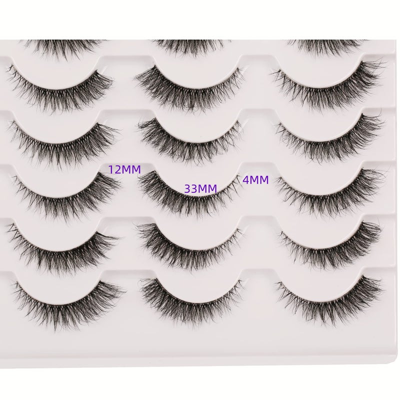 Gmagictobo False Eyelashes Natural Short Clear Band Cat Eye Lashes Light 3D Faux Mink Eyelashes Wispy Fake Eye Lashes Pack 14 Pairs - Image 3