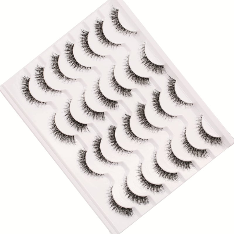 Gmagictobo False Eyelashes Natural Short Clear Band Cat Eye Lashes Light 3D Faux Mink Eyelashes Wispy Fake Eye Lashes Pack 14 Pairs - Image 5