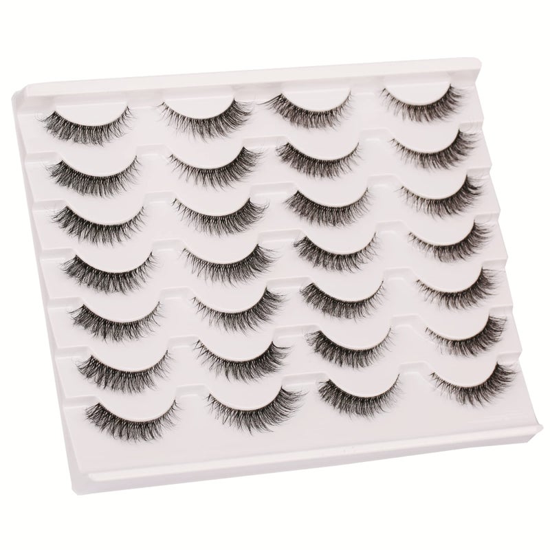 Gmagictobo False Eyelashes Natural Short Clear Band Cat Eye Lashes Light 3D Faux Mink Eyelashes Wispy Fake Eye Lashes Pack 14 Pairs - Image 4