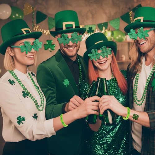 100 PCS St Patricks Day AccessoriesSt Patricks Day Accessories for WomenLoose eyeglasses bracelets slapsticks beards temporary tattoos necklaces - Image 5