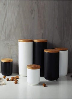 Food Storage Jar Strong Ceramic Storage Canisters with Airtight Seal Bamboo Lid Modern Design Seal Damp-Proof Kitchen Jar for Coffee, Tea, Spice and More (Black(M: 10.3X14.5cm)) - pzsku/ZA83CCD5513381303E6E2Z/45/_/1694417332/9012604c-6d5c-4592-9a34-0545c233b691