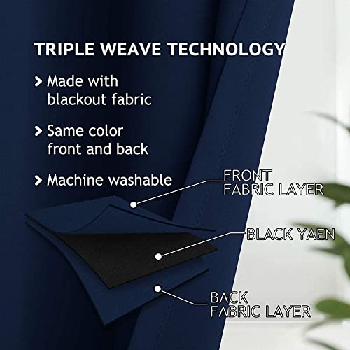 COSVIYA Grommet Blackout Room Darkening Navy Blue Curtains 84 inch Length 2 Panels,Thick Polyester Light Blocking Insulated Thermal Window Curtain Drapes for Bedroom/Living Room,52x84 inches - Image 4