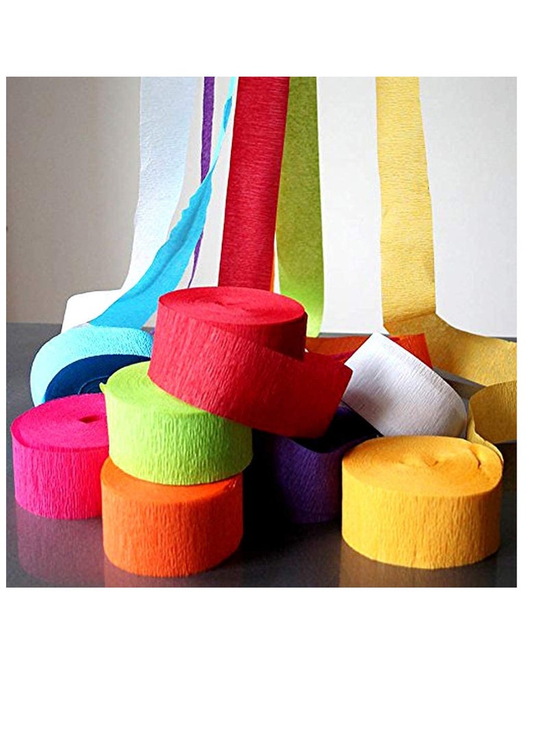 Terabyte Colourful Crepe Paper Streamer Ribbon Decorations for Birthday Craft Decoration and Various Festivals & Party (10)10X3METER 10 COLORS 60MM WIDTH - Image 1
