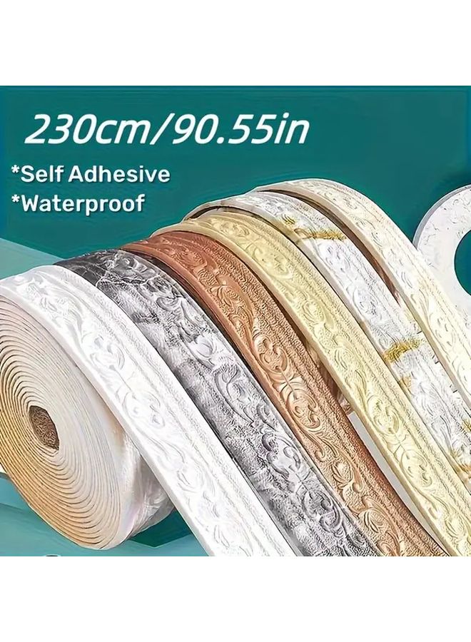 ملصق حائط إطار ثلاثي الأبعاد باللون البني شريط زخرفي مصنوع من الرغوة ذاتية اللاصقة مقاس 90.55 × 3.15 بوصة - Image 2