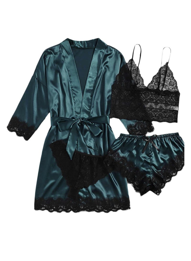 4pcs women's pajamas home wear new lace pajamas set  - Image 1