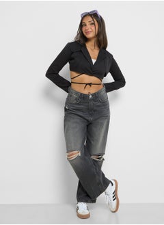 Ginger Cropped Blazer With Tie Up Detail  - Image 4