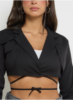 Ginger Cropped Blazer With Tie Up Detail  - Image 3