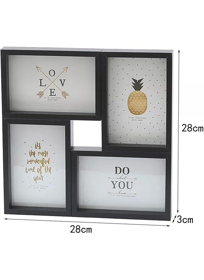 U-HOOME - Picture Frame Black Multi Photo Frames Display 4 X 6 Pictures 4 Opening Family Photo Frame Collage For Table Or Wall Display - Image 1
